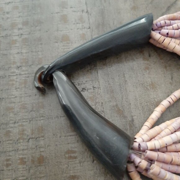 Gerda Lynggaard Monies 17 strand Muted Pink Bead Black Horn Necklace - Picture 4 of 5